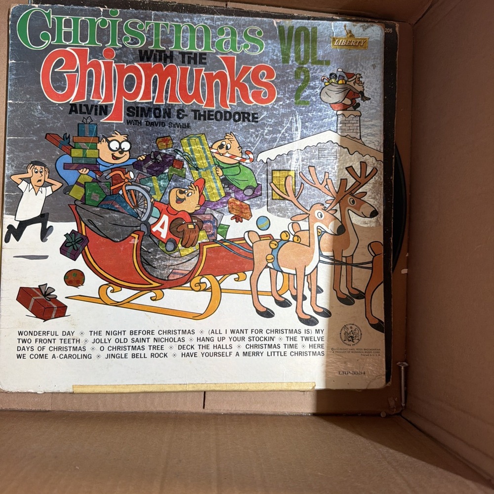 VINTAGE 1963 CHRISTMAS WITH THE CHIPMUNKS VOL. 2 VINYL LP RECORD RARE HTF